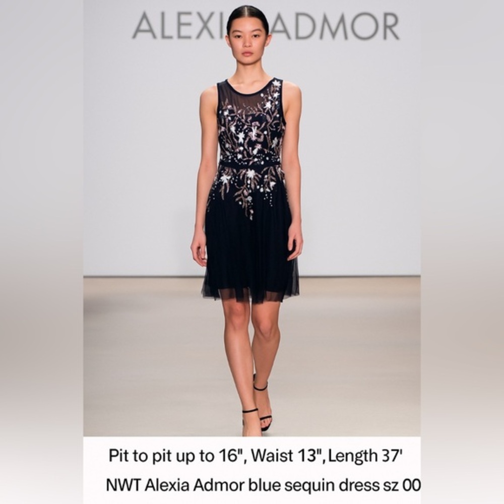 NWT Alexia Admor blue sequin dress sz 00